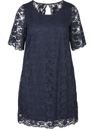 Short-sleeved lace dress, Navy Blazer, Packshot image number 0