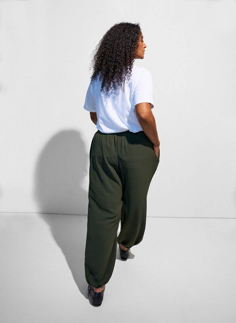 High-waisted balloon trousers, Green, Model image number 1
