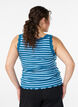 Striped top with a ribbed texture and a lace trim, Blue, Model image number 2