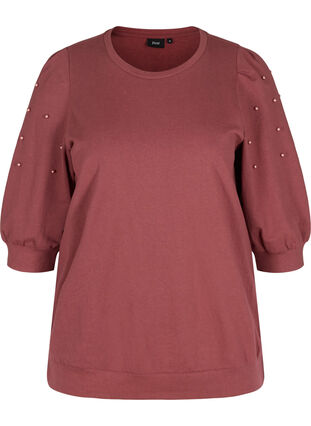Sweatshirt with balloon sleeves and pearls, Wild Ginger, Packshot image number 0