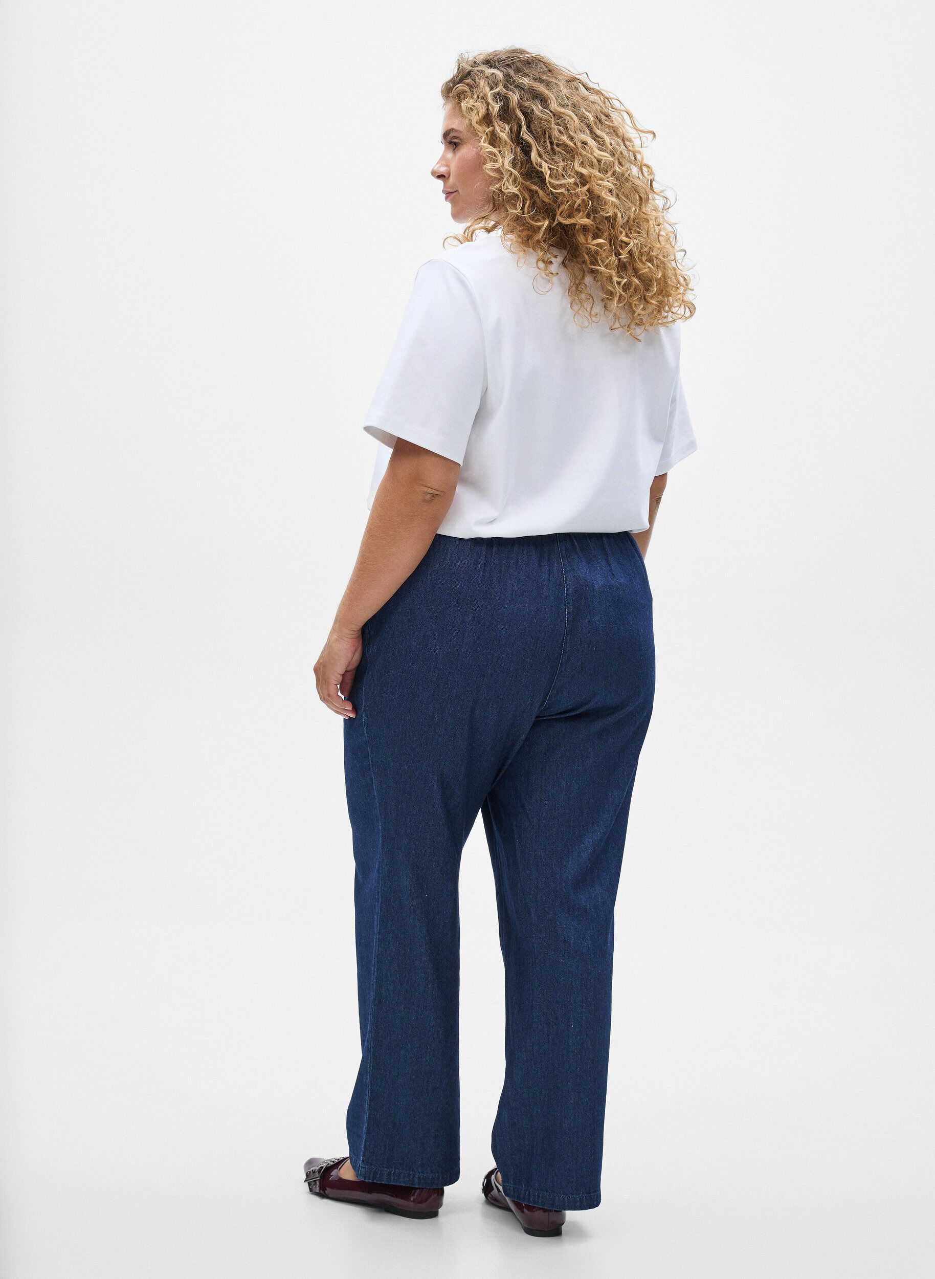 ZizzifashionStraight fit jeans with elasticated waistband, Blue, Model image number 1