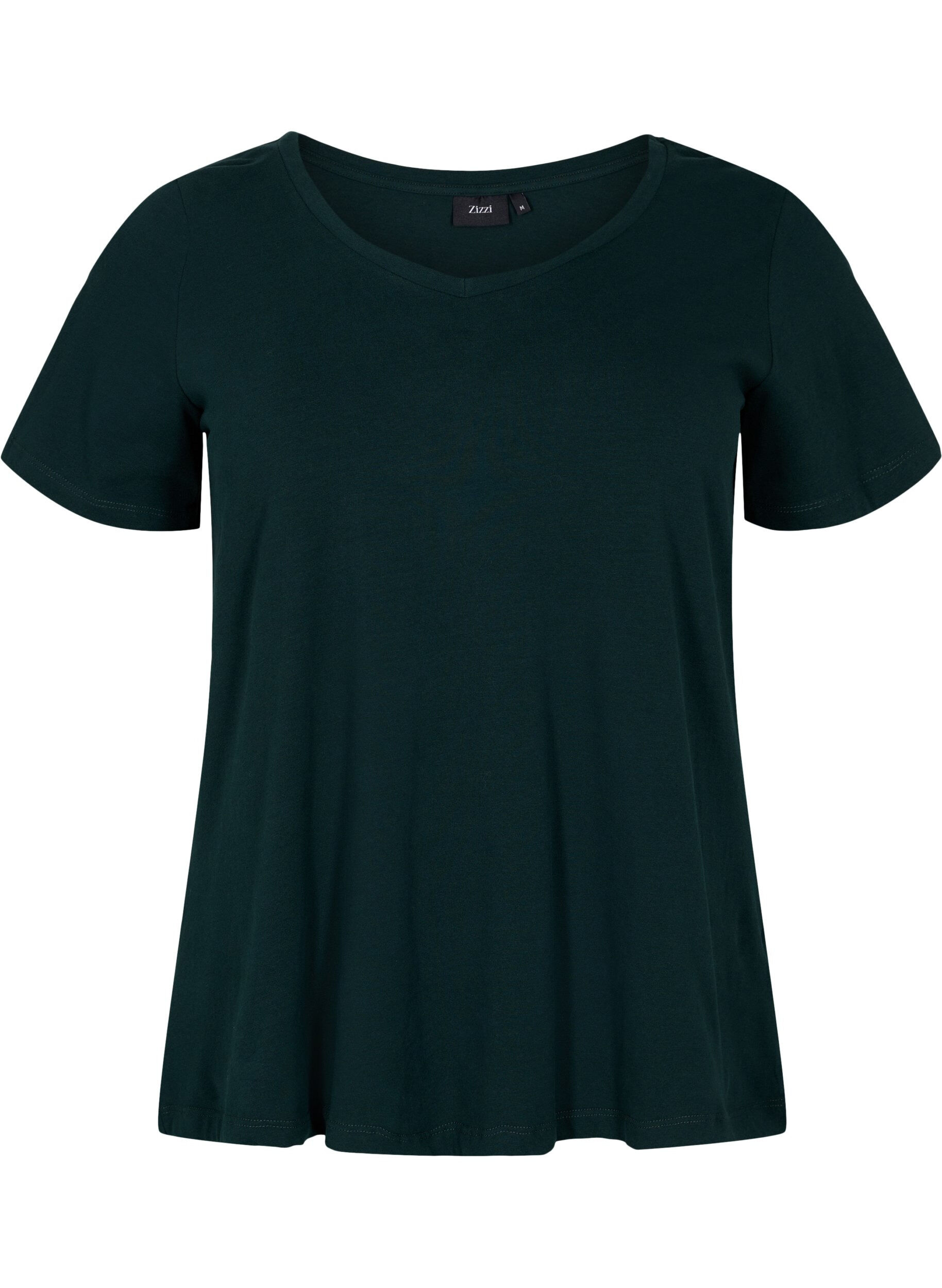 ZizzifashionBasic plain cotton t-shirt, Green, Packshot image number 0