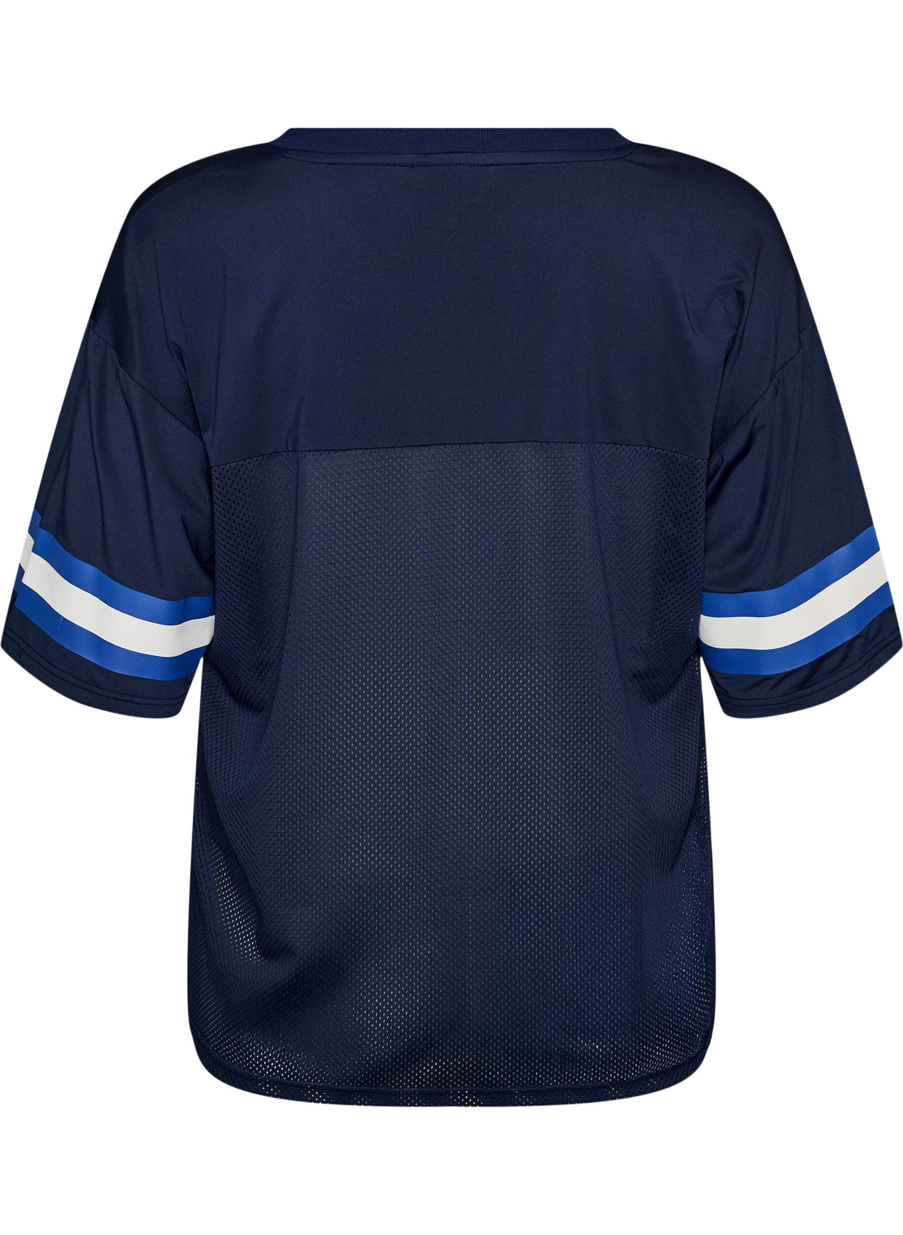 Zizzifashion Workout t-shirt with a V-neck and front print, Blue, Packshot image number 1