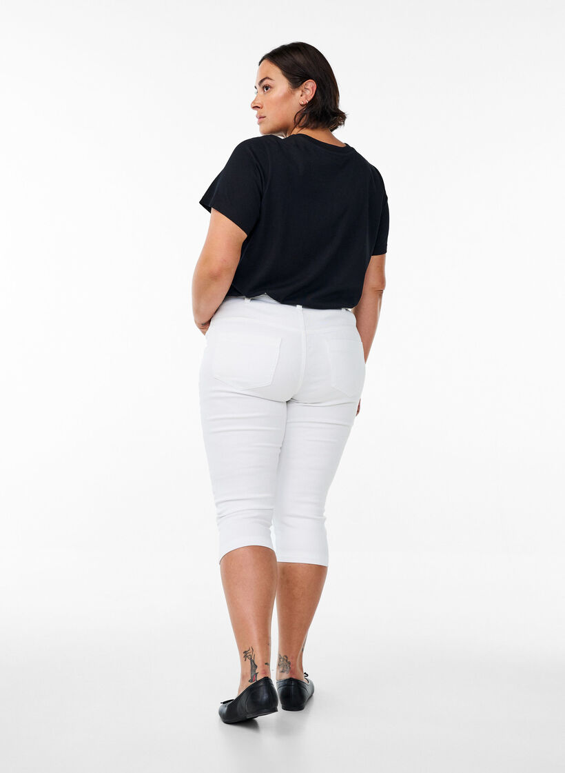 High waisted Amy capri jeans with super slim fit, White, Model image number 1