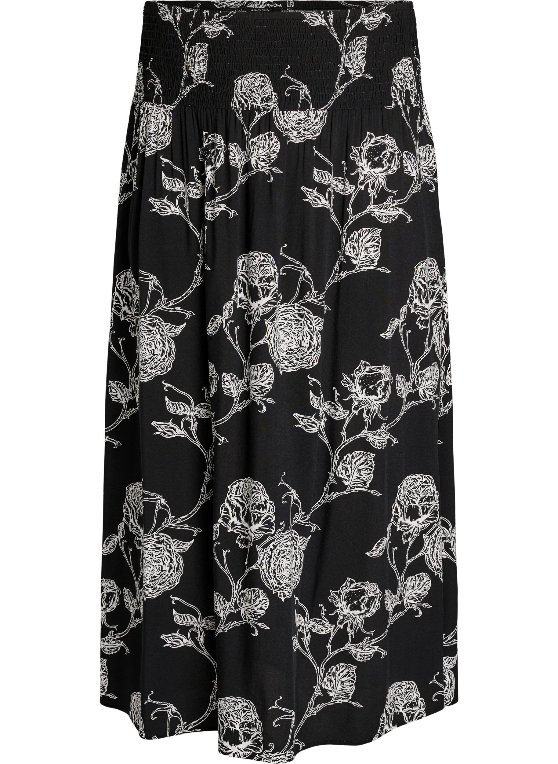 FLASH - Viscose maxi skirt with smocking