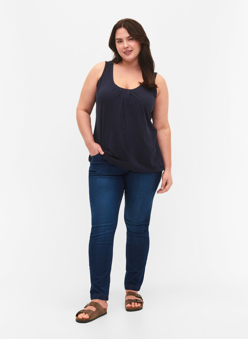 Cotton top with lace trim, Navy Blazer, Model image number 2