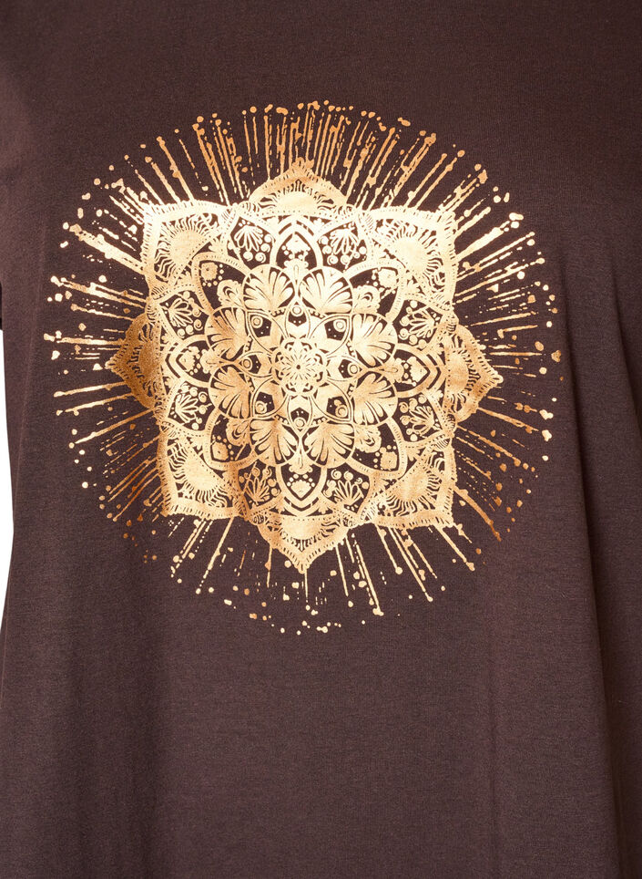 T-shirt with decorative front print, Brown, Packshot image number 2