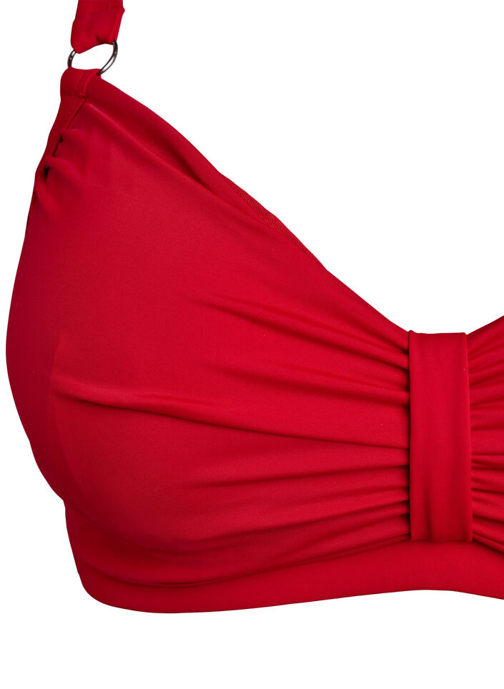 Underwire bikini bra with draping, Red, Packshot image number 2