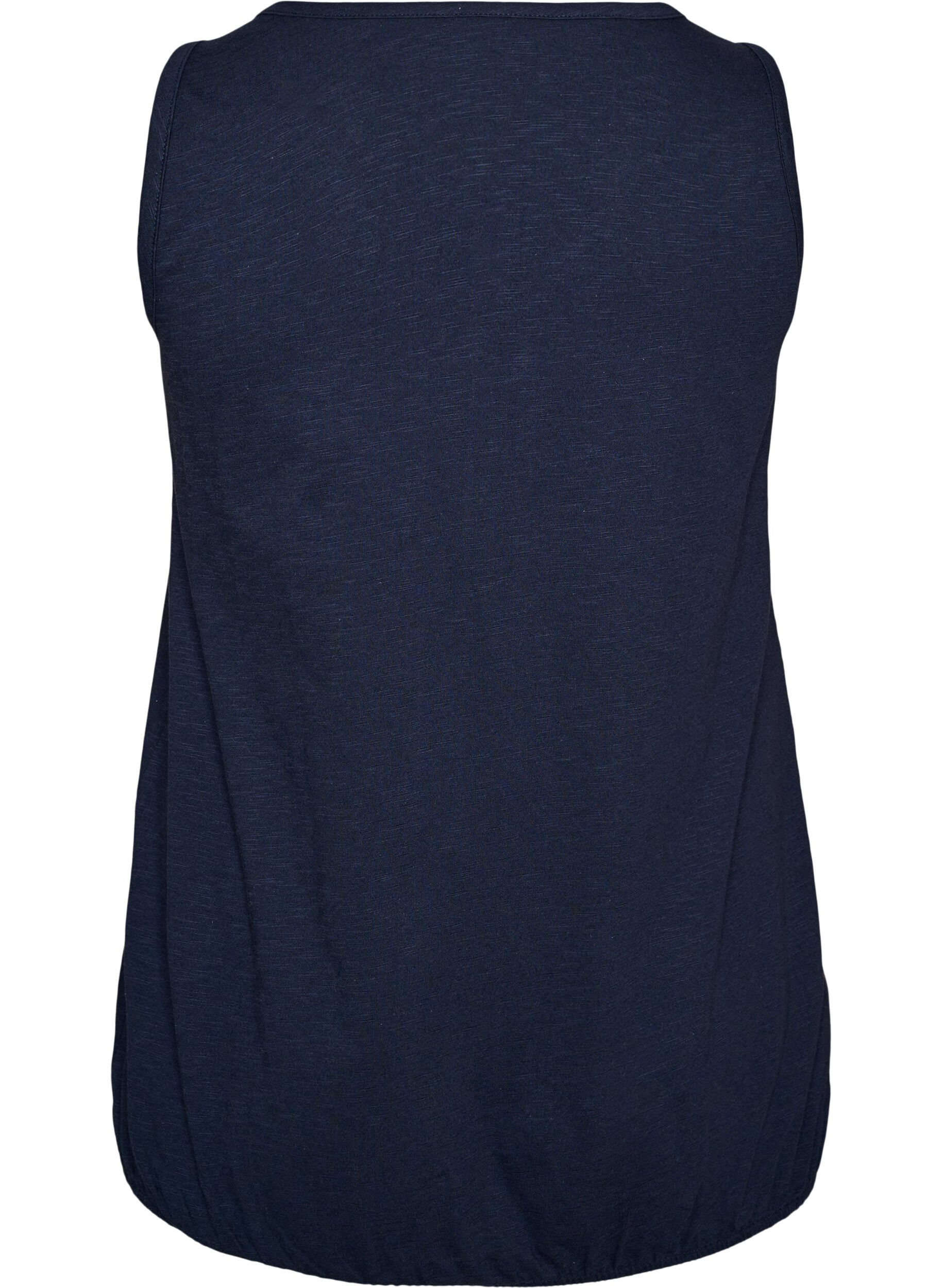 Zizzifashion Tank top in organic cotton with V-neck and buttons, Blue, Packshot image number 1