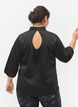Blouse with 3/4 sleeves and chin collar, Black, Model image number 2