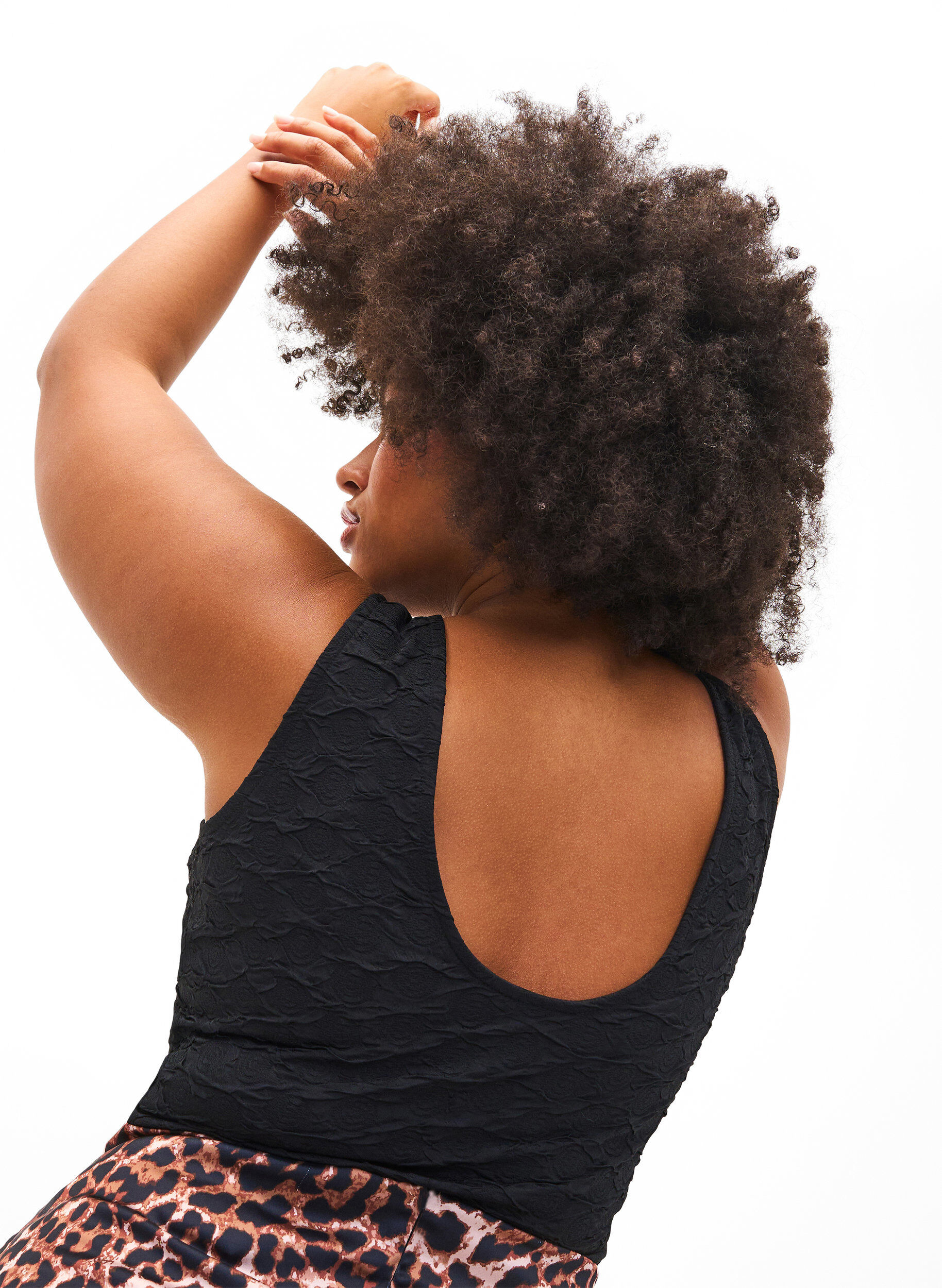 Zizzifashion Sleeveless bodystocking with structured texture, Black, Model image number 1