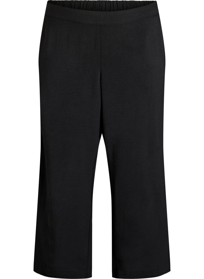 High-waisted culottes with an elasticated back, Black, Packshot image number 0