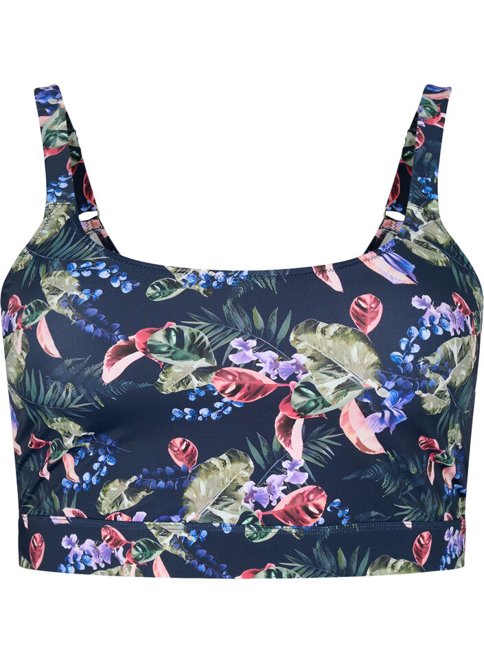 Printed bikini top with adjustable straps, Deep Palm AOP, Packshot image number 0