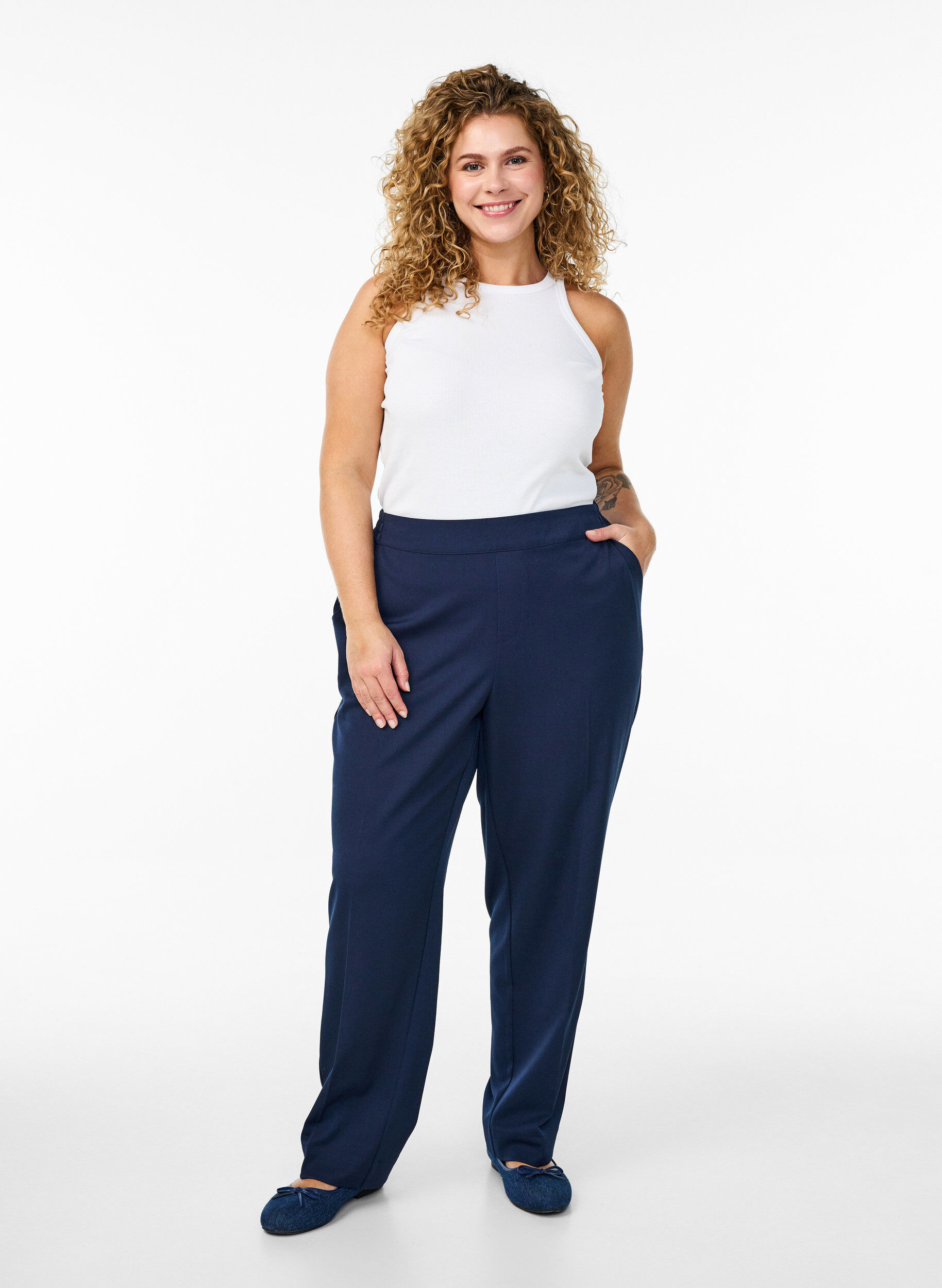 Zizzifashion Loose trousers with high waist, Blue, Model image number 0