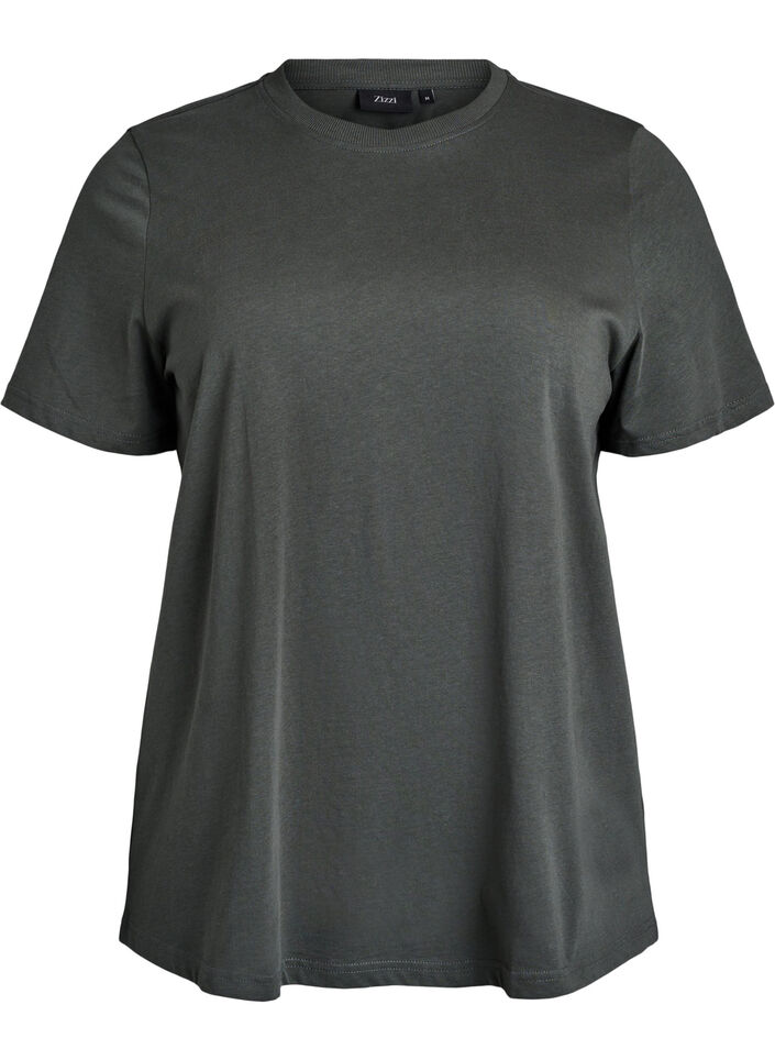 Basic cotton T-shirt with round neck, Green, Packshot image number 0