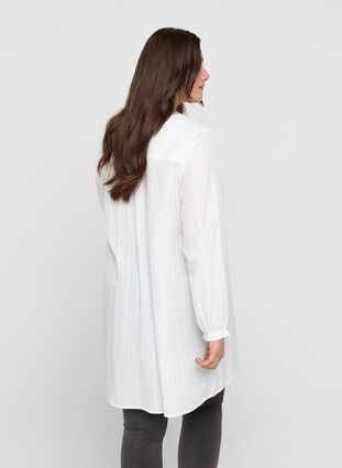 Long-sleeved tunic with tie detail, Bright White, Model image number 1