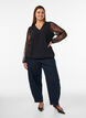 Blouse with lace sleeves and balloon shape, Black, Model image number 1