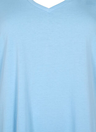 Short sleeve t-shirt with v-neckline, Placid Blue, Packshot image number 2