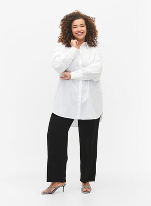 Long cotton shirt, Bright White, Model image number 2