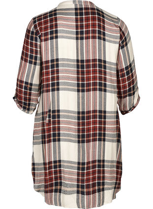 Checked viscose shirt dress with 3/4 length sleeves, Check, Packshot image number 1