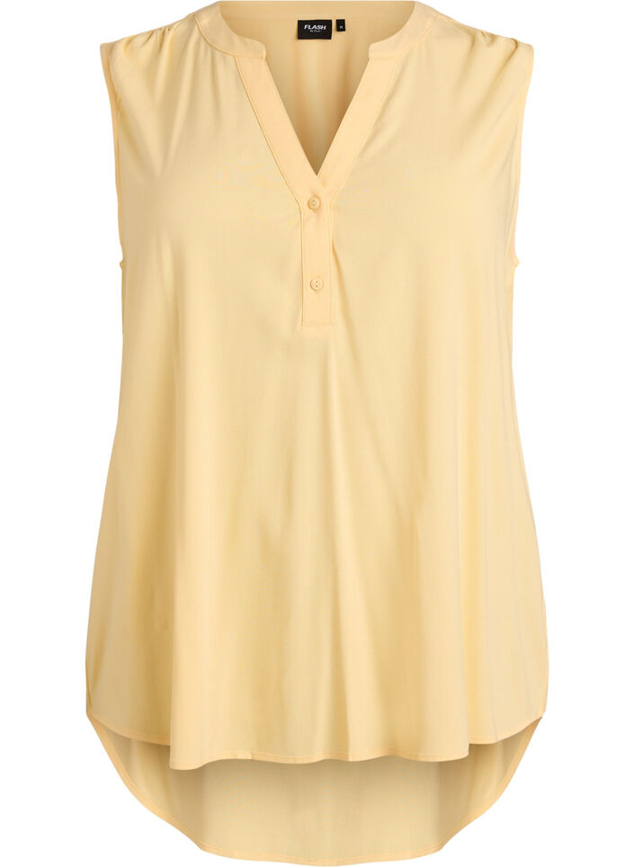 Sleeveless viscose blouse, Yellow, Packshot image number 0