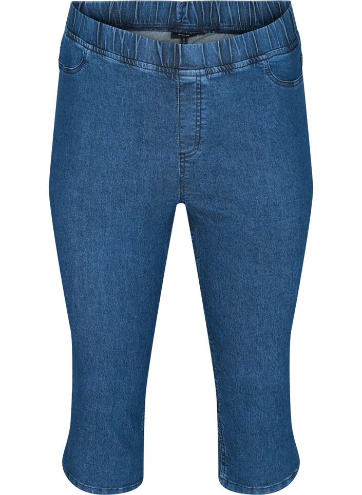 Cotton blend capris, Dark blue denim, Packshot image number 0