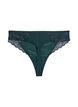 Microfibre thong with lace details, Green, Packshot image number 1