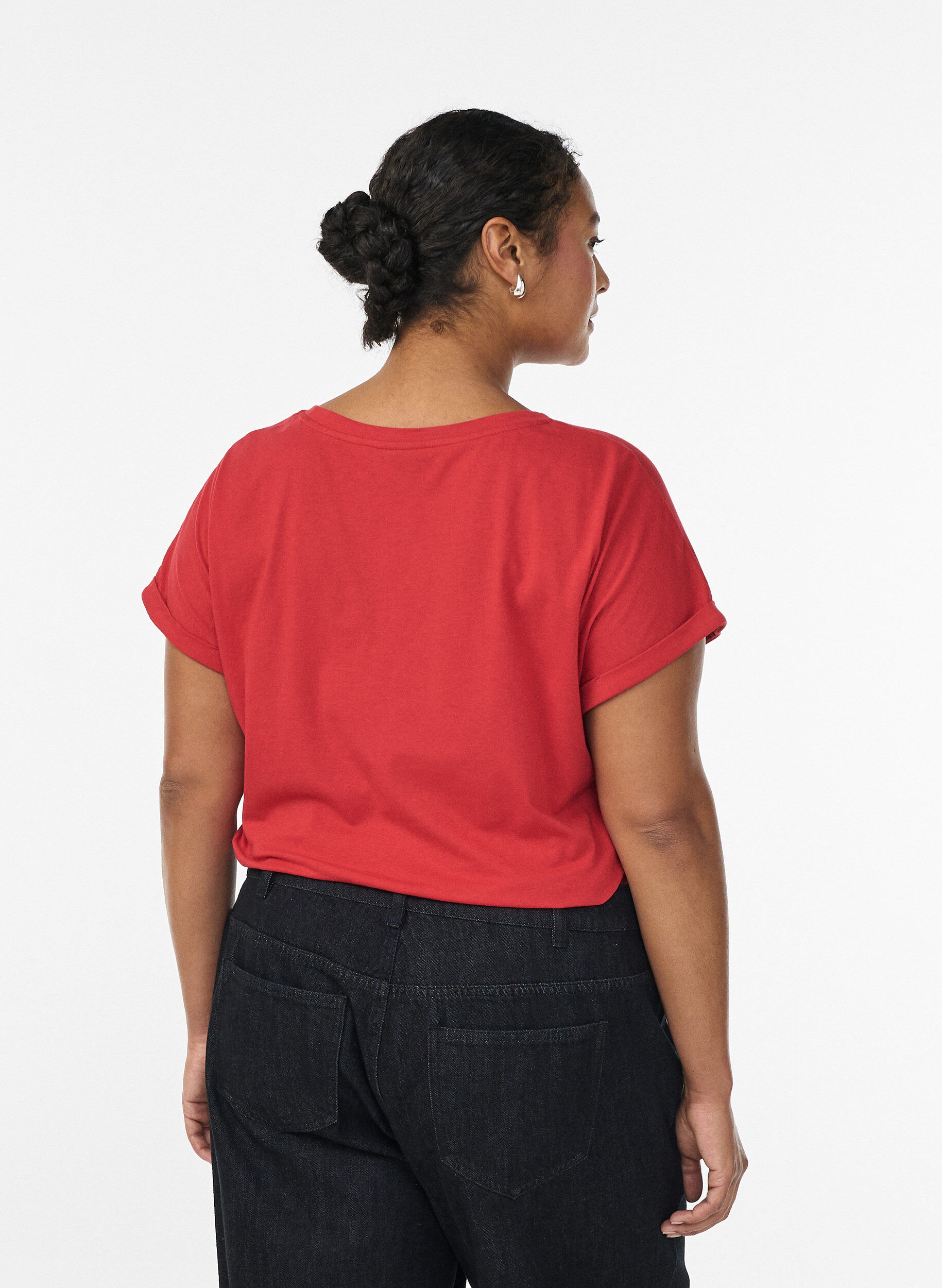 ZizzifashionShort-sleeved cotton blend t-shirt, Red, Model image number 2