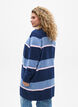 Long knit cardigan with wide stripes, Blue, Model image number 2