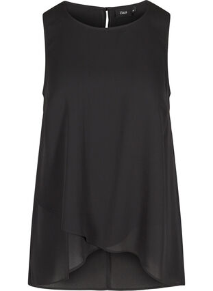 Sleeveless top in an A-line and round neckline, Black, Packshot image number 0