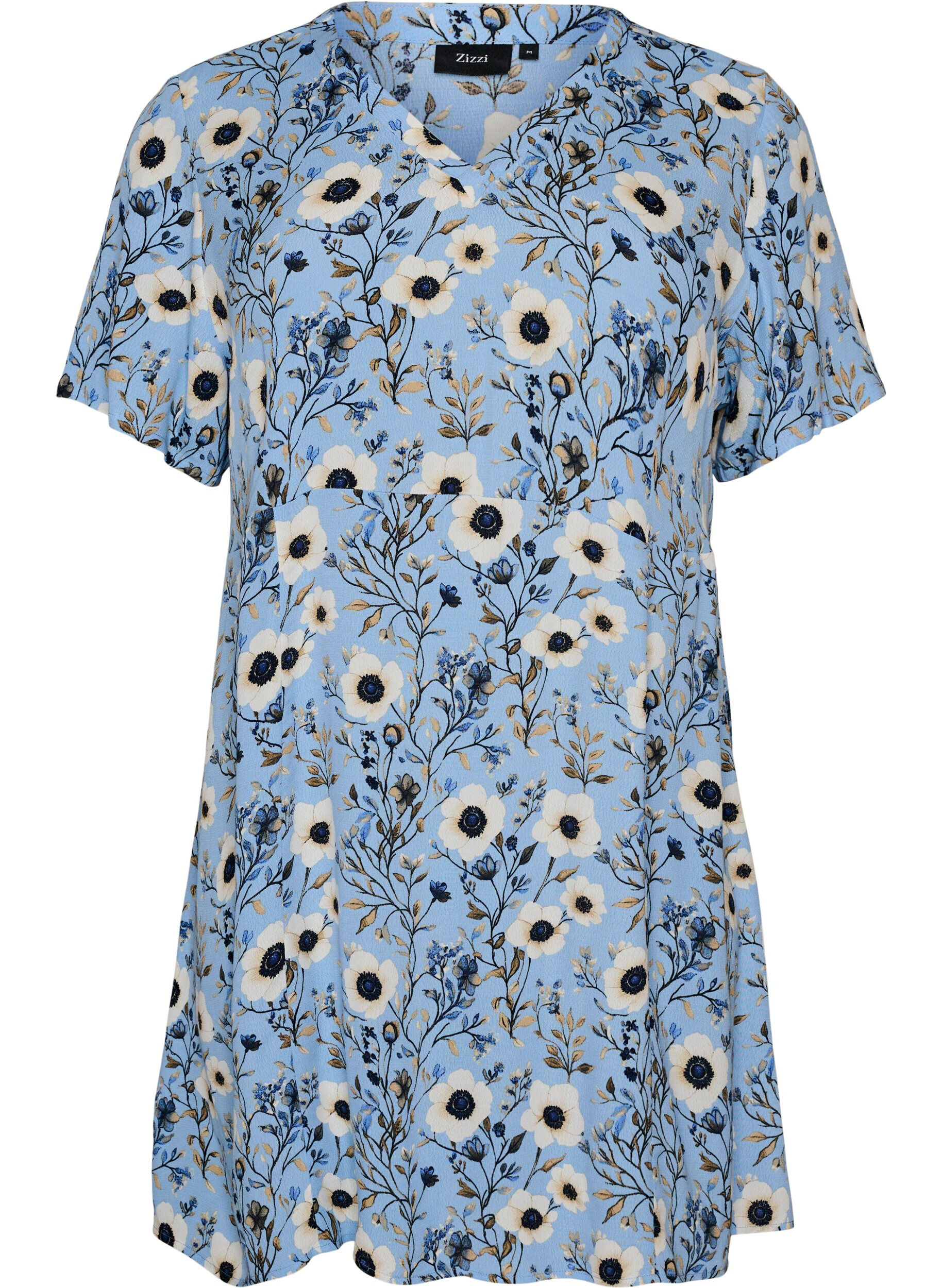 Zizzifashion Short dress with floral print, Blue, Packshot image number 0