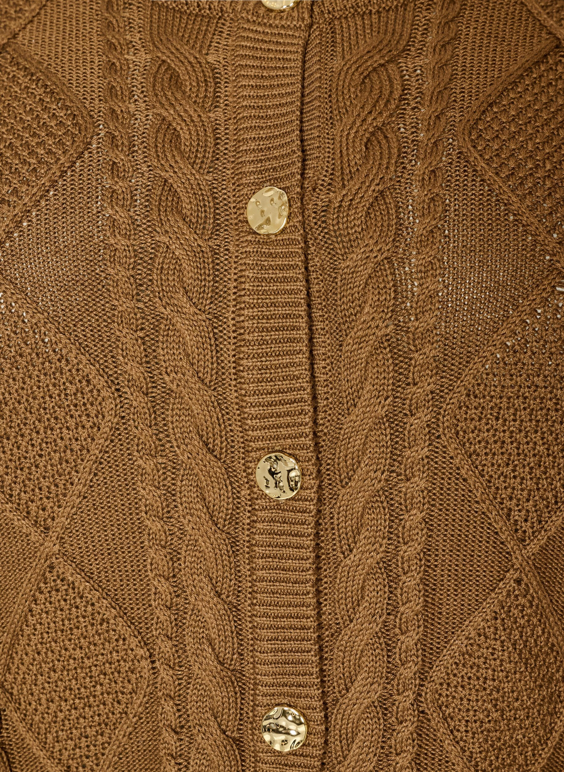 ZizzifashionCable-knit cardigan with decorative buttons, Brown, Packshot image number 2