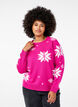 Knitted jumper with snowflakes, Pink, Model image number 0