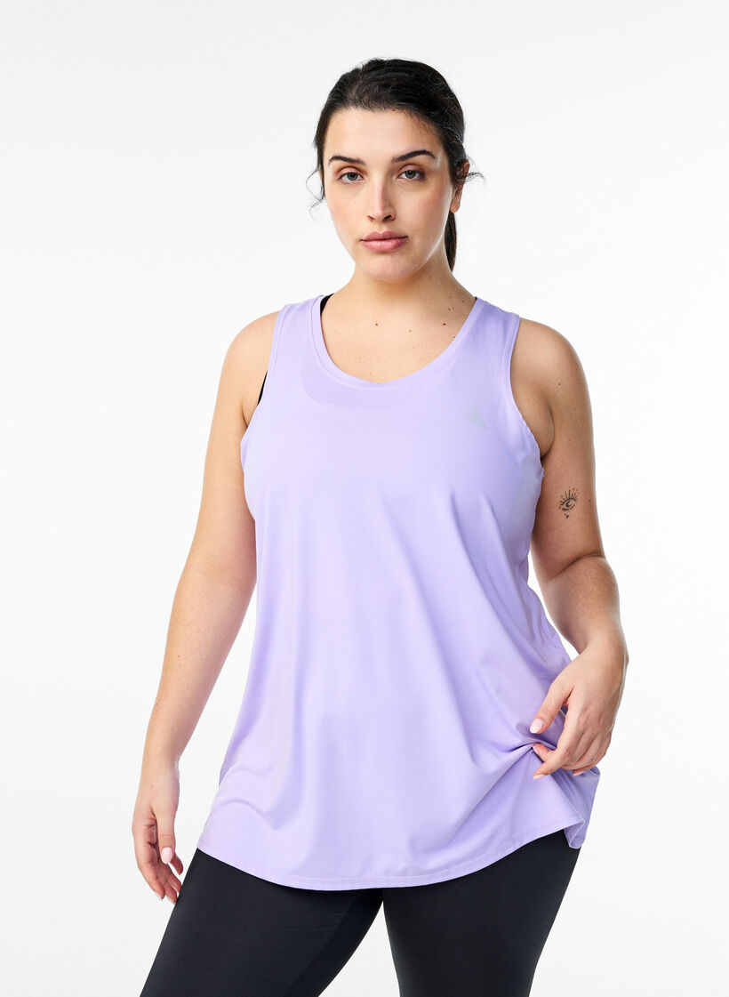 Solid coloured training top with a round neck, Purple, Model image number 0