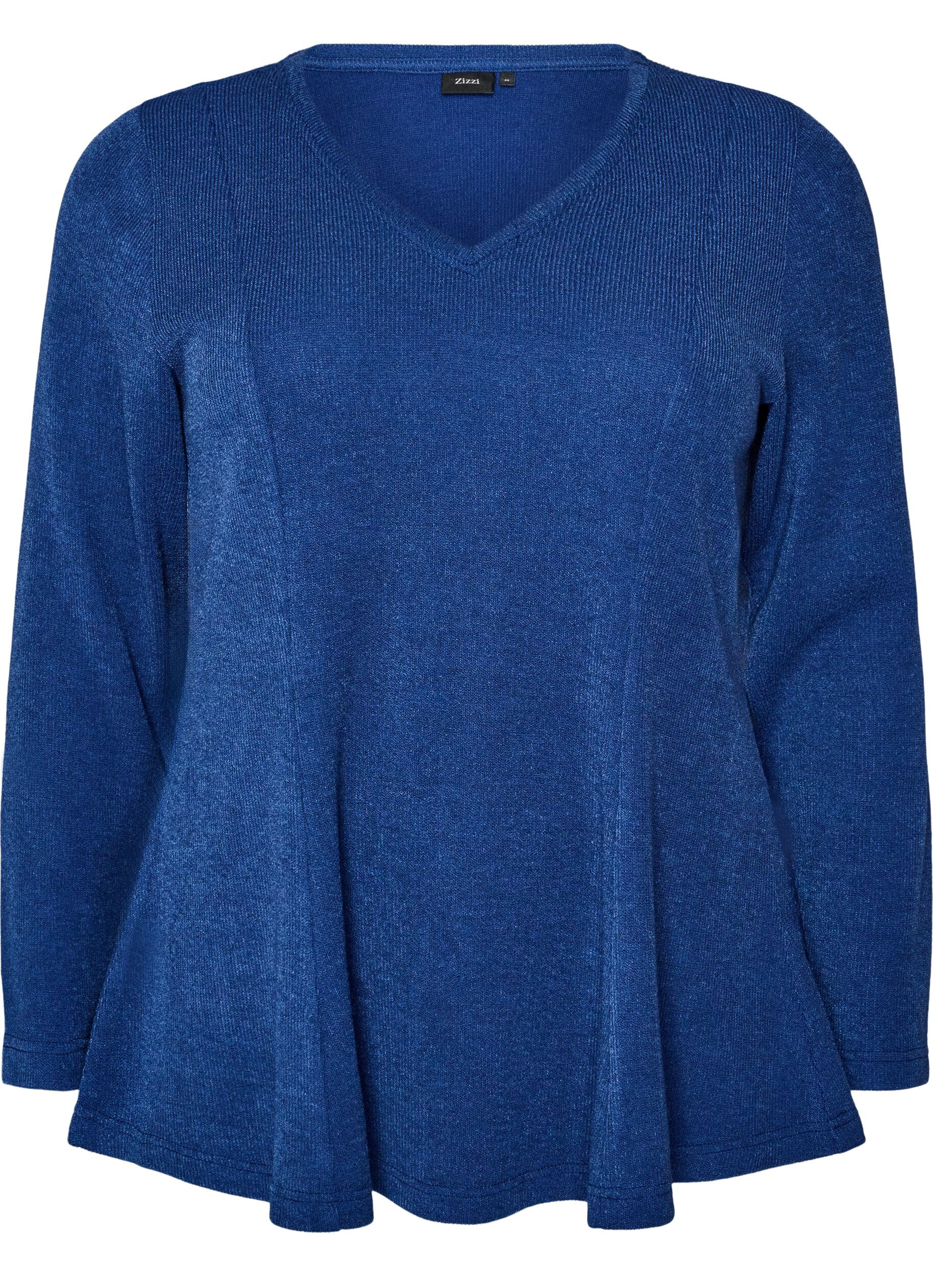 ZizzifashionJersey blouse with a ribbed texture and an A-line fit, Blue, Packshot image number 0