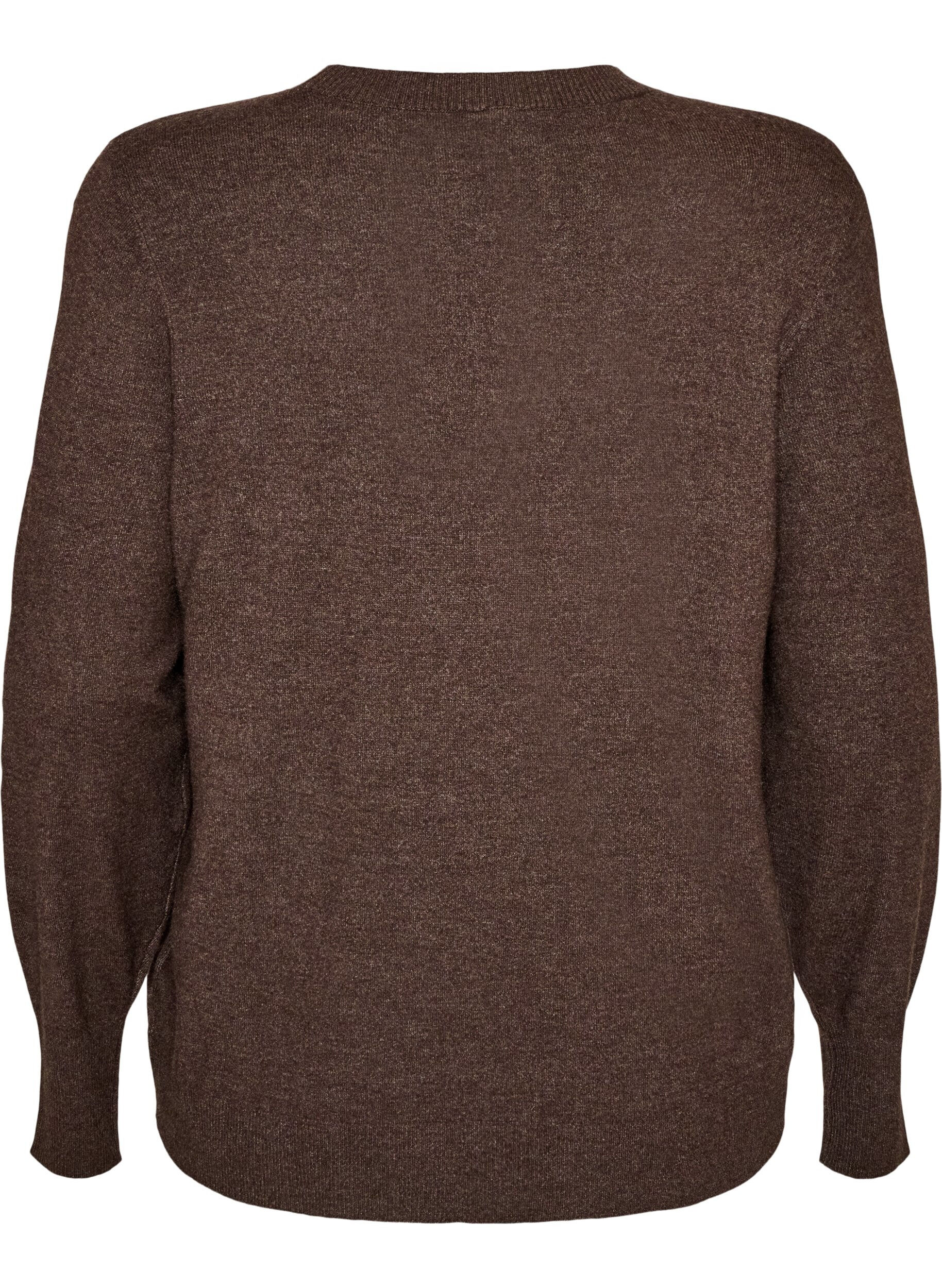 ZizzifashionKnitted blouse with a round neck, Brown, Packshot image number 1