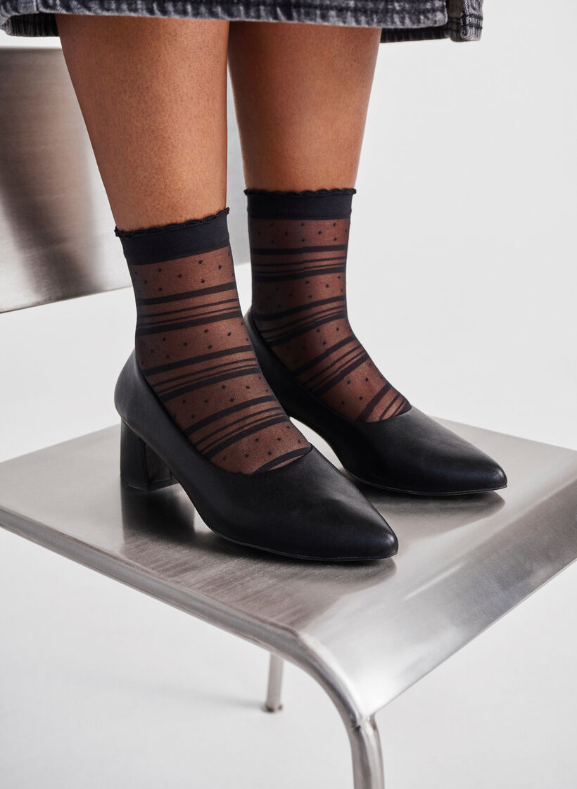 Wide fit - Leather pump with pointed toe, Black, Image image number 0