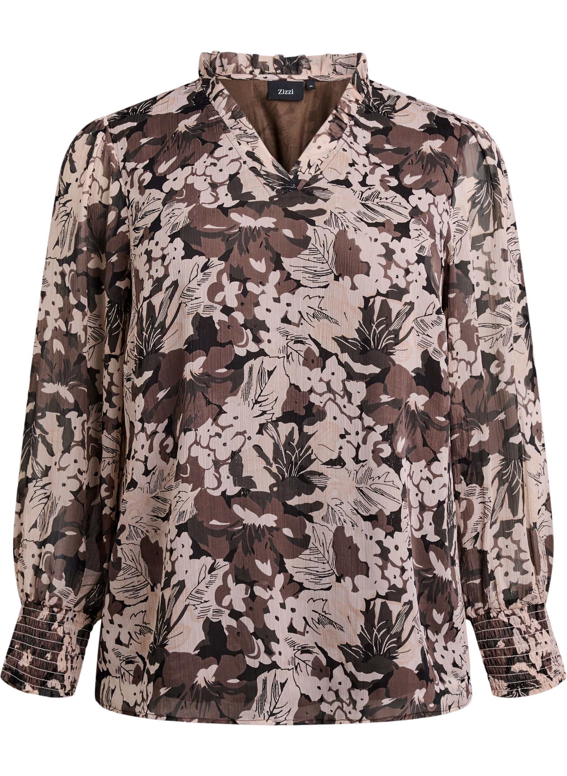 Zizzifashion Blouse with floral print, Black, Packshot image number 0