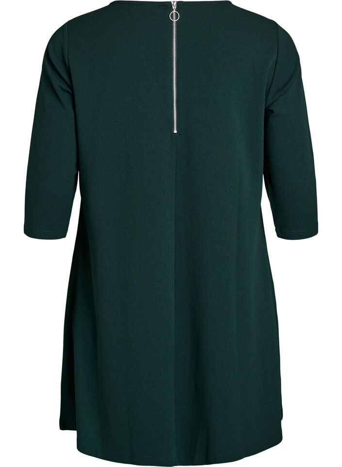 Short A-line dress with 3/4 sleeves, Green, Packshot image number 1