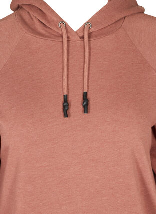 Marled sweatshirt with a hood and pocket, Cognac Melange, Packshot image number 2