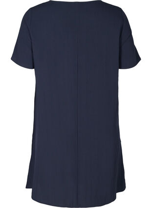Short-sleeved viscose dress with pockets, Night Sky, Packshot image number 1