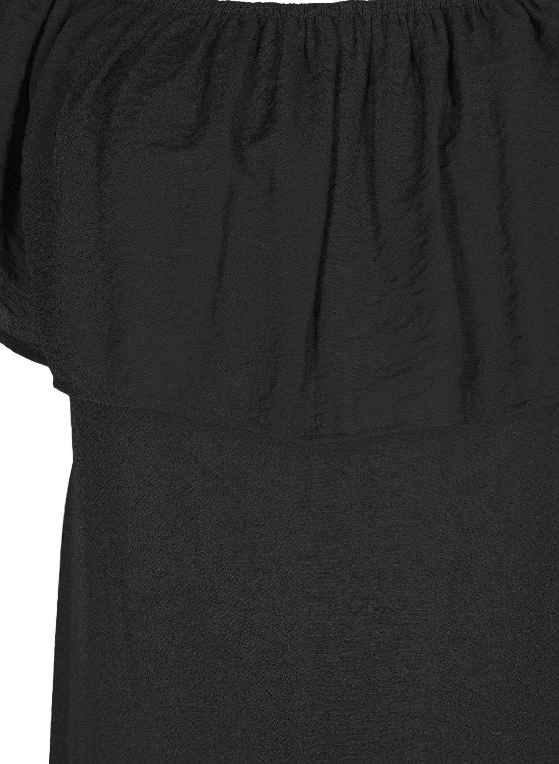 Zizzifashion Midi-length dress with ruffled hem and slit, Black, Packshot image number 2