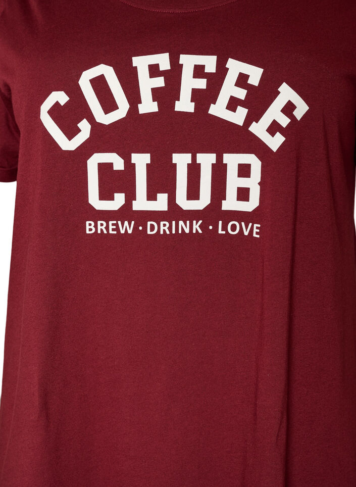Short-sleeved nightgown in organic cotton, Dark Bordeaux, Packshot image number 2