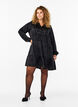 Short satin dress with tone-on-tone pattern, Black, Model image number 2