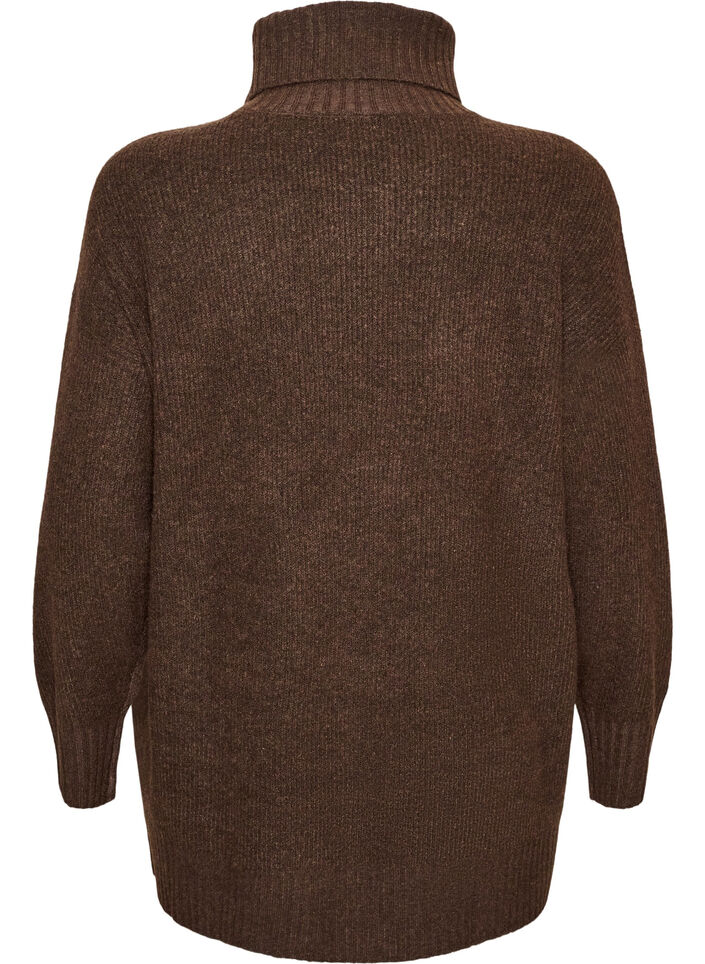 Loose knit jumper with a turtleneck, Brown, Packshot image number 1