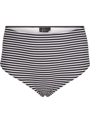 Striped bikini bottoms with a high waist, Navy Striped, Packshot image number 0