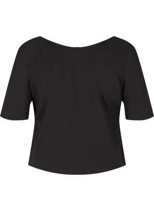 Cotton T-shirt with 2/4 sleeves, Black, Packshot image number 1