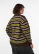 Knitted blouse with stripes and polo collar, Brown, Model image number 2