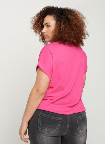 Cotton mix t-shirt, Fuchsia Purple Mel., Model image number 1