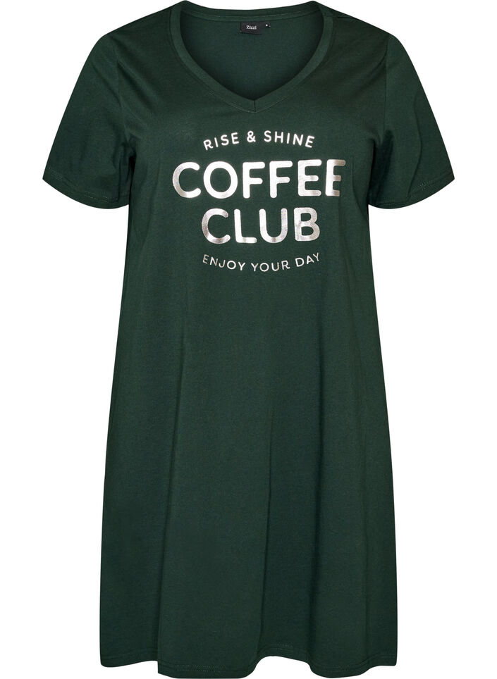 Organic cotton nightdress with V-neck, Green, Packshot image number 0